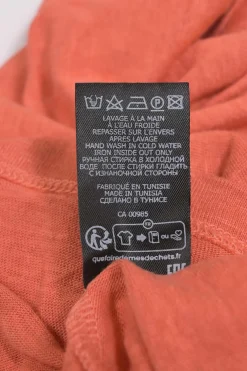 Orange screen-printed linen jersey knit Kyanza dolman sleeve logo graphic T-shirt
