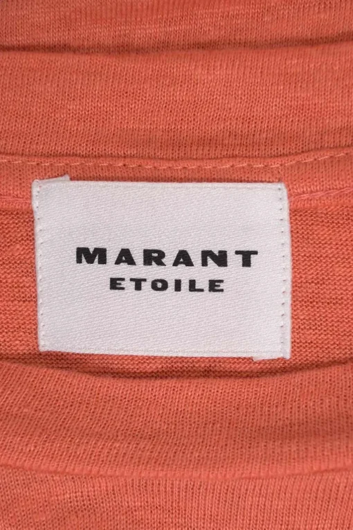 Orange screen-printed linen jersey knit Kyanza dolman sleeve logo graphic T-shirt