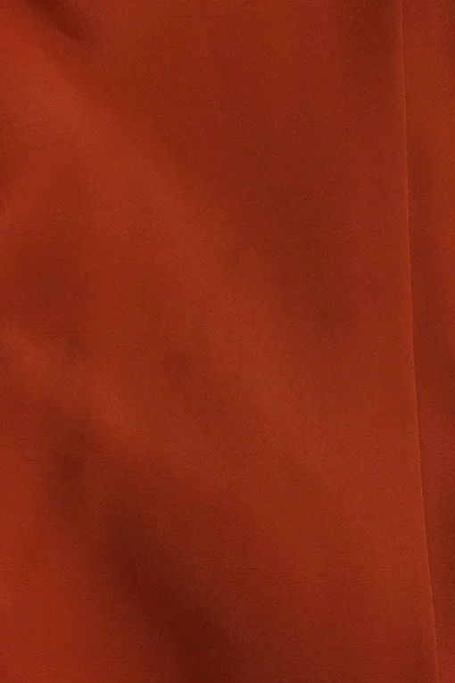 Orange silk pullover kimono-style plunge neck blouse with self-tie fastening at centre front