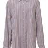 Orange striped cotton poplin point collar made-to-measure button-front shirt with chest patch pocket