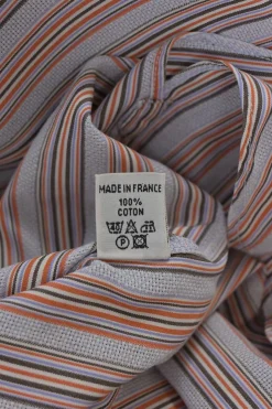 Orange striped cotton poplin point collar made-to-measure button-front shirt with chest patch pocket