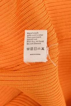 Orange  viscose rib knit tie-back Grecian neck knotted cutout midi dress