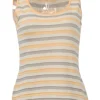 Orange wool-blend fully-fashioned stripe tank top