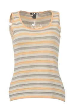 Orange wool-blend fully-fashioned stripe tank top