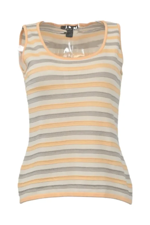 Orange wool-blend fully-fashioned stripe tank top