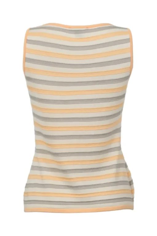 Orange wool-blend fully-fashioned stripe tank top