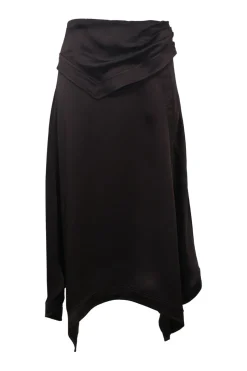 Oxblood draped acetate-blend Saylor foldover handkerchief midi A-line slip skirt