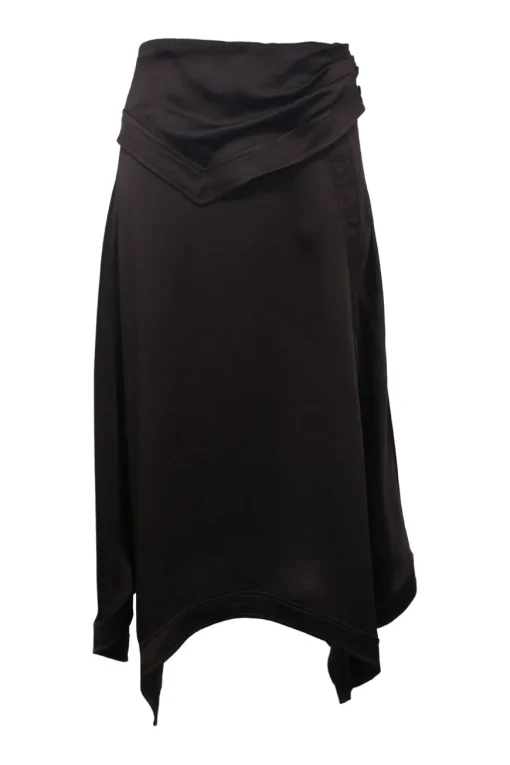 Oxblood draped acetate-blend Saylor foldover handkerchief midi A-line slip skirt