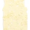 Pastel yellow cotton jersey pullover tank top with floral crochet overlay panel