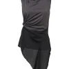 Pewter and black silk-blend mixed-media twist-draped sleeveless stand collar wrap waistcoat