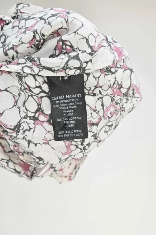 Pink and black paneled silk abstract print Romina dolman sleeve asymmetric midi A-line dress