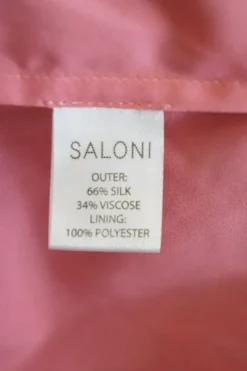 Pink and green semi-sheer silk-blend abstract devoré mock neck midi dress with asymmetric tier-ruffle skirt