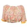 Pink cotton floral print off-shoulder bandeau top