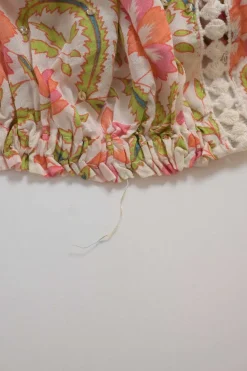 Pink cotton floral print off-shoulder bandeau top