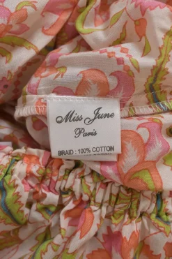 Pink cotton floral print off-shoulder bandeau top