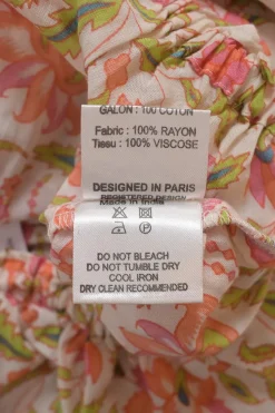 Pink cotton floral print off-shoulder bandeau top