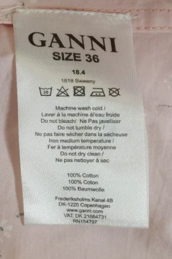 Pink cotton poplin slip-on Sweeny patchwork midaxi dress with V-neckline, blouson sleeves and A-line skirt