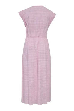 Pink cotton-blend Barbara sheath column midi dress with cap sleeves and twist cutout front detail