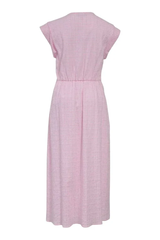Pink cotton-blend Barbara sheath column midi dress with cap sleeves and twist cutout front detail
