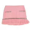 Pink crystal-embellished cotton-blend metallic fringe bouclé tweed low-rise mini skirt