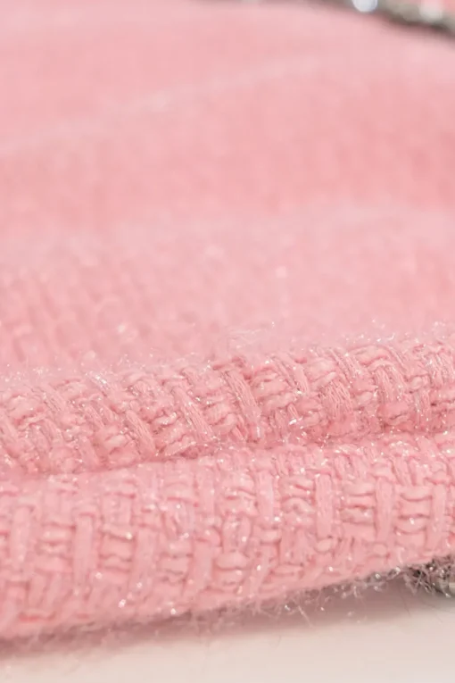 Pink crystal-embellished cotton-blend metallic fringe bouclé tweed low-rise mini skirt
