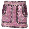Pink embellished pull-on mini skirt