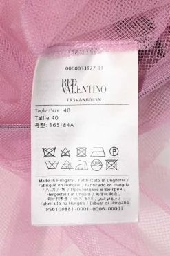 Pink gathered polyamide tulle crewneck flutter sleeve illusion mini dress