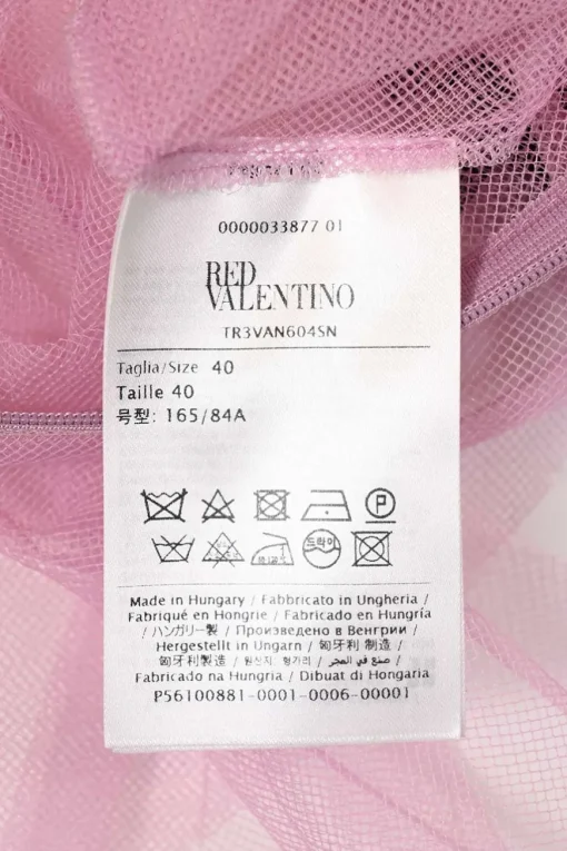 Pink gathered polyamide tulle crewneck flutter sleeve illusion mini dress