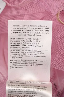 Pink gathered polyamide tulle crewneck flutter sleeve illusion mini dress