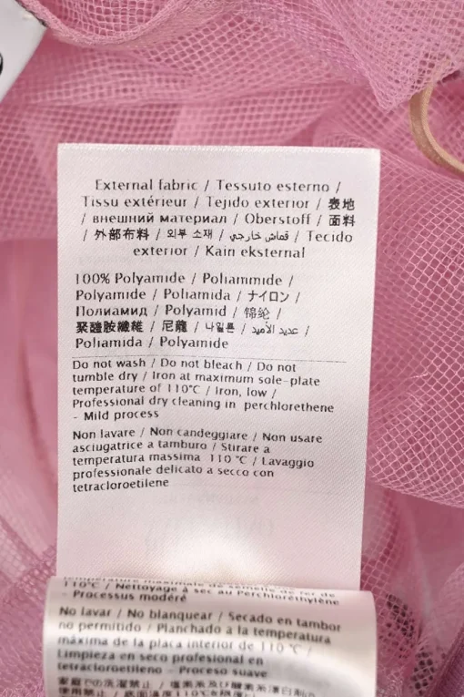 Pink gathered polyamide tulle crewneck flutter sleeve illusion mini dress