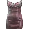 Pink iridescent cotton-blend twill balconette mini dress