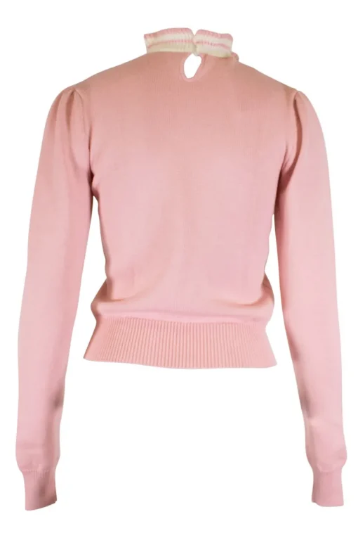 Pink knitted cashmere cardigan with embroidered embellishments