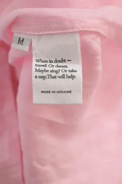 Pink linen smocked flounce sleeve Atlanta midi dress