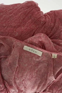 Pink paneled crinkle silk floral print Antoinette flutter sleeve empire waist A-line tiered maxi dress