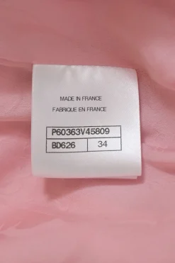 Pink polyamide-wool blend bouclé tweed portrait collar half-zip pullover shift dress with chest and hip patch pockets