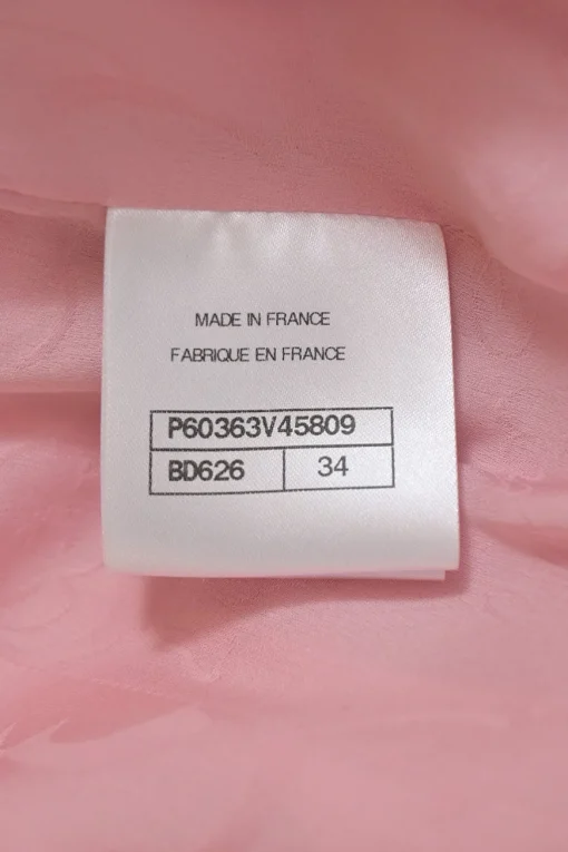 Pink polyamide-wool blend bouclé tweed portrait collar half-zip pullover shift dress with chest and hip patch pockets