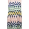 Pink polyester grid chevron stripe print sleeveless shift dress