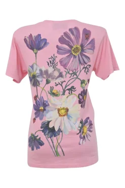 Pink screen-printed cotton jersey crewneck pullover graphic T-Shirt featuring Bambi and floral motif