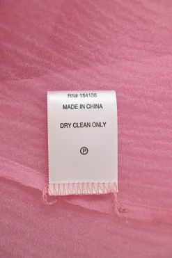 Pink semi-sheer polyester chiffon point-collar button-front maxi shirt dress with tonal slip insert
