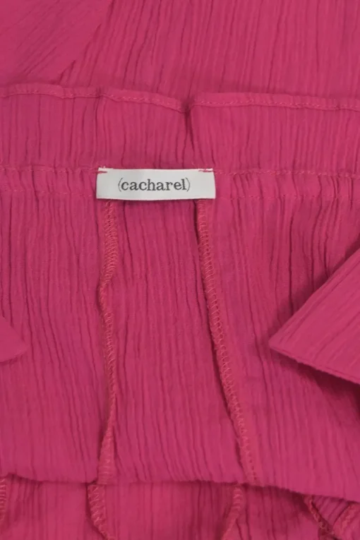 Pink sheer cotton pullover square neck fixed strap tank with tied-ribbon