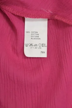 Pink sheer cotton pullover square neck fixed strap tank with tied-ribbon