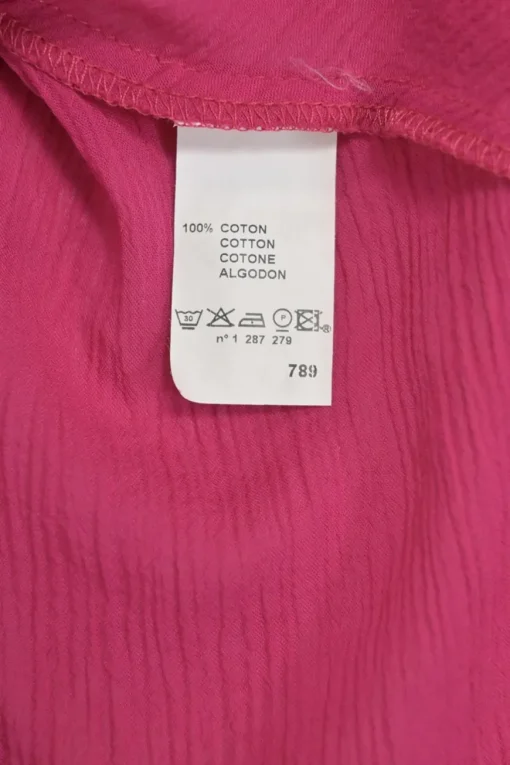 Pink sheer cotton pullover square neck fixed strap tank with tied-ribbon