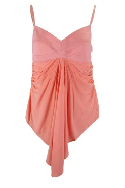 Pink strap top with front drape