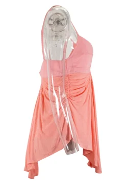 Pink strap top with front drape