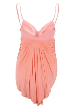 Pink strap top with front drape
