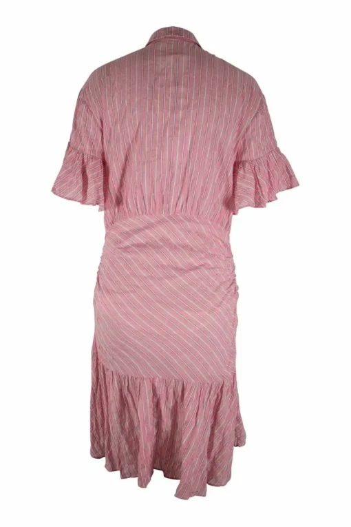 Pink stripes short-sleeved mini dress