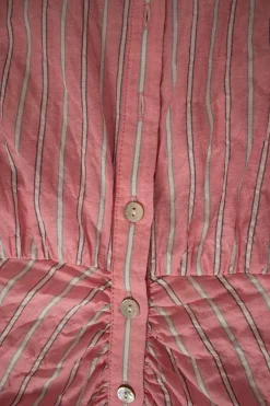 Pink stripes short-sleeved mini dress