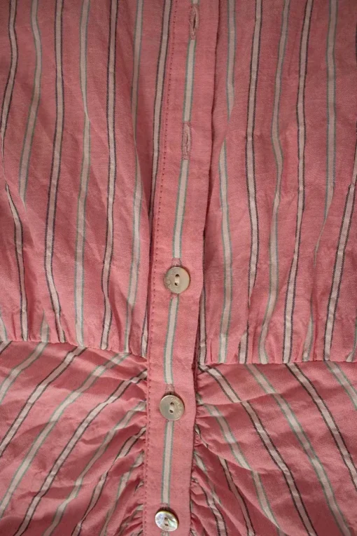 Pink stripes short-sleeved mini dress
