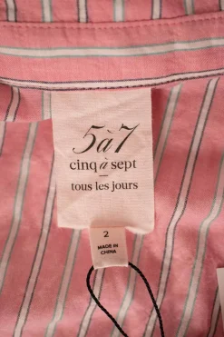 Pink stripes short-sleeved mini dress