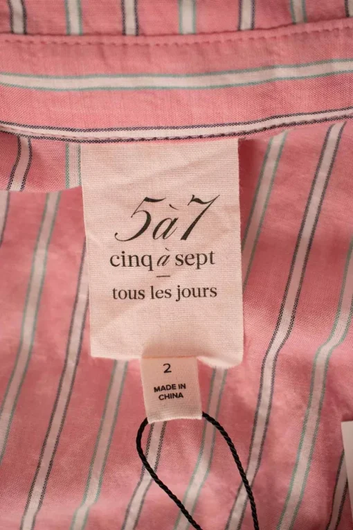 Pink stripes short-sleeved mini dress